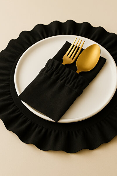 Mirilliahome 6-Piece Ruffled Raw Linen Cutlery / Napkin Holder – Cutlery Case