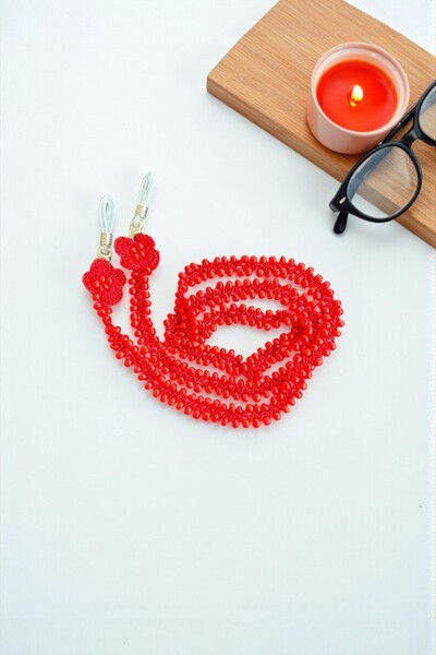 nftart.design Solid Color Beads with Floral Tip - Handmade Glasses Rope Strap