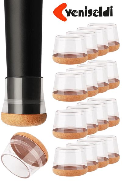 Yenigeldi 16 bucăți scaun rotund Papucu (1,5–2,2 cm) silicon transparent, gros, protector de podea, pâslă pentru picioare