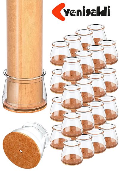 Yenigeldi 32 bucăți scaun rotund Papucu (2,0–2,4 cm) Protector subțire pentru podea din silicon transparent Husă pentru picioare