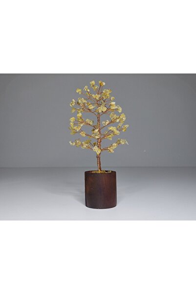 Other Doğal Sitrin Taşı Bolluk ve Bereket Ağacı El Yapımı Bakır Telli Ahşap S...