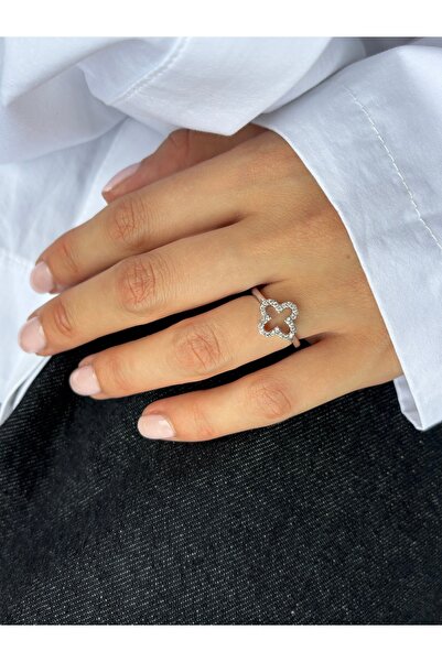 Ressia Clover Model Zircon Stone Women's Ring