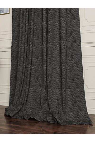 OnyxHome Madrid Linen Beard Background Curtain Anthracite Gray