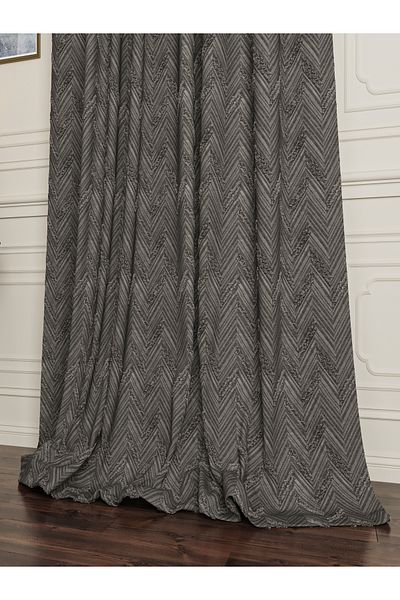 OnyxHome Madrid Linen Beard Background Curtain Gray