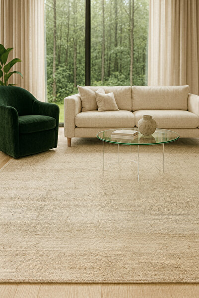 Vog Halı Toprak El Dokuma Yün Viskon Halı Doğal Görünümlü Jüt Dokulu Sıradışı...