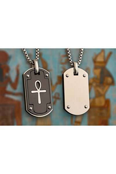 voyageaccessory Black - Silver Color Stainless Steel Imprint Model Ancient Eg...