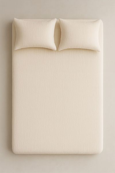 sutra 100% Cotton Muslin Fabric Double Fitted Sheet Set