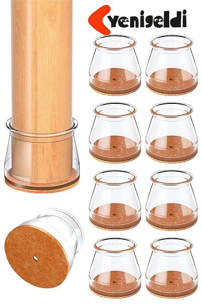Yenigeldi 8 bucăți scaun rotund Papucu (3,6–4,0 cm) Protector de podea subțire din silicon transparent Husă pentru picioare