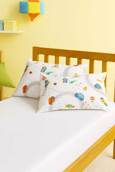 Bebek Özel Βρεφική Παιδική Μαξιλαροθήκη 35x45 (2 Τεμάχια) Car Traffic Grey