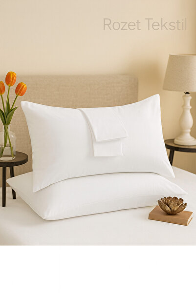 ROZET TEKSTİL 50x70 cm Bela Pamuk Jastučnica - Sa poklopcem, 2 kom