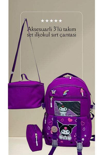 ROWAN ÇANTA First School Bag Set of 3 Character Patterned First School Bag with Pencil Case and Lunch Bag