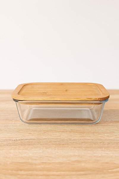 Noah Exclusive 650 Cc Glass Storage Container - Heat Resistant - Leak Proof Bamboo Lid - (17 cm X 12 cm)