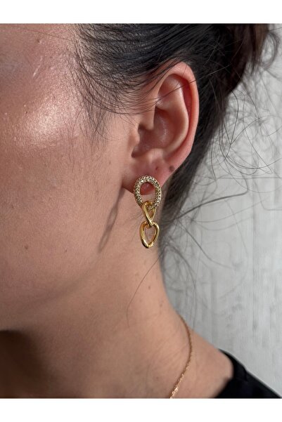 stainles steel İÇ İÇE HALKA TASARIMLI XUPİNG GOLD KÜPE