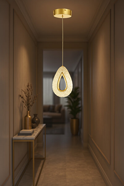 Avizemoda Dali Tekli Ledli Modern Lüks Sarkıt Avize (3 RENK LED; SARI-BEYAZ-GÜN IŞIĞI) - Gold