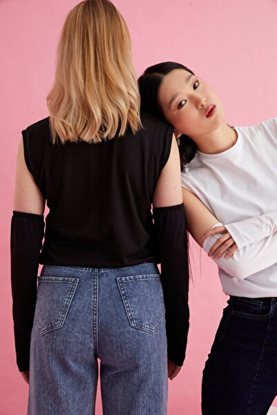 mirach 2 Συσκευασία Μισό μανίκι από καουτσούκ με λεπτομέρεια στα δάχτυλα - Ασπρόμαυρο