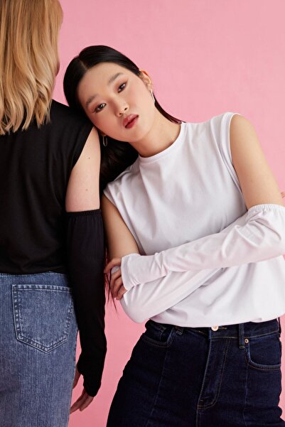 mirach 2 Συσκευασία Μισό μανίκι από καουτσούκ με λεπτομέρεια στα δάχτυλα - Ασπρόμαυρο