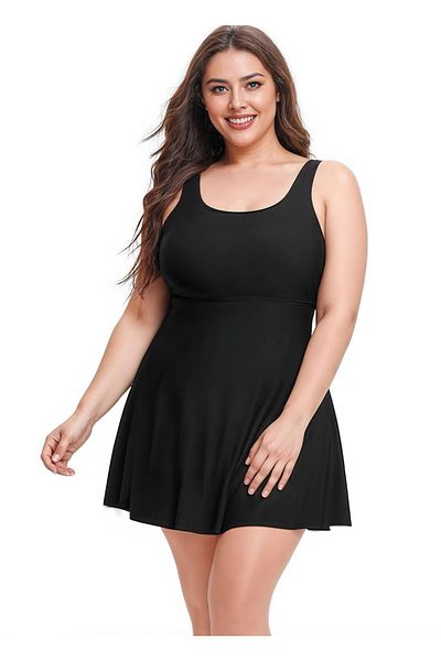 segiza Plus Size One Piece United Shorts Dress Swimsuit