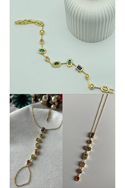 Pena 7 Element 3lü Set Kolye Bileklik Şahmeran Çelik Set