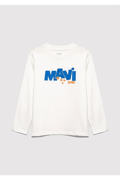 Mavi Paw Printed Ecru T-Shirt Regular Fit / Regular Cut 7610362-70057