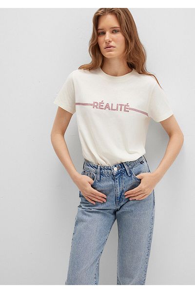 Mavi Realite Printed Ecru T-Shirt Regular Fit / Regular Cut 1613348-70072