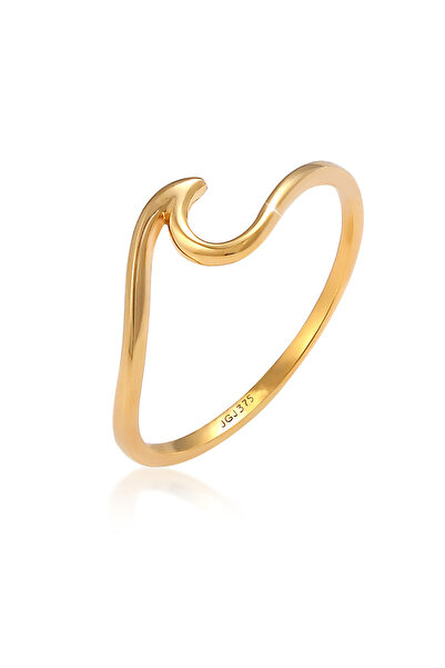 ELLI Ring Damen Wellen Strand Maritim Klassisch in 375 Gelbgold
