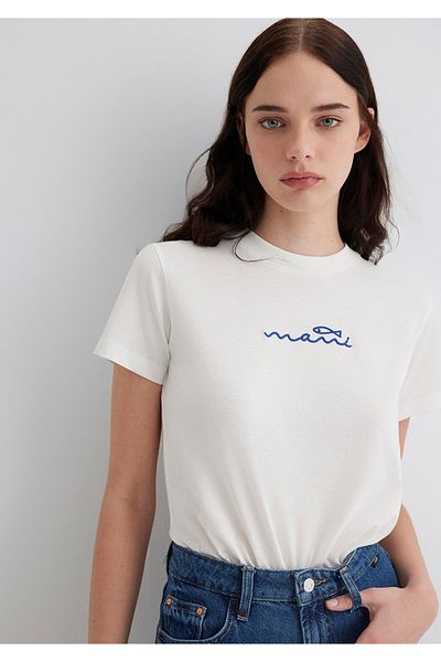 Mavi Printed White T-Shirt Regular Fit 1613440-70057