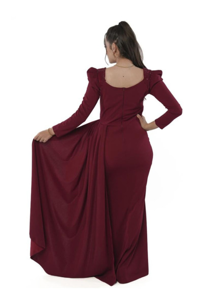 Nice Model Luxurious Crepe Wrap Dress Long Sleeve Side Slit Evening Formal Elegant Women Party Outfit