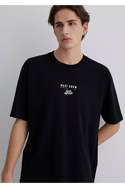 Mavi Minimal Logo Printed Black T-Shirt Relaxed Fit / Comfortable Cut 0612709-900