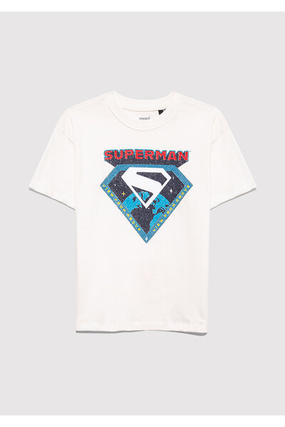 Mavi Superman εμπριμέ λευκό μπλουζάκι Loose Fit / Loose Relaxed Fit 6610381-70057