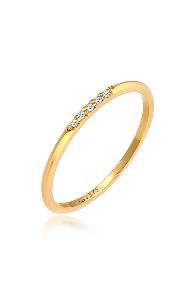 ELLI Ring Damen Bandring Verlobung Elegant mit Brillanten (0,03 ct) in 375 Ge...