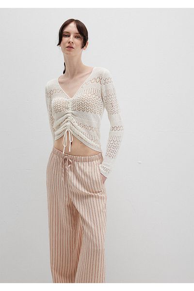 Mavi Lace-Up Ecru Knitwear Top 1710758-70057