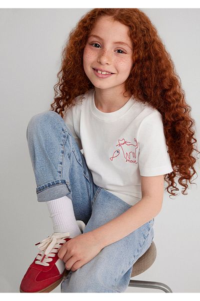 Mavi Cat Fish Embroidered White T-Shirt Regular Fit 7610380-70057