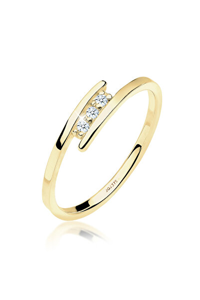 ELLI Ring Damen Verlobungs-Trio mit Diamanten (0,04 ct.) in 375 Gelbgold