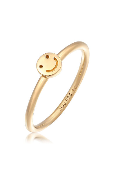 ELLI Inel de damă cu față zâmbitoare, inel de miezul mic, din argint 925