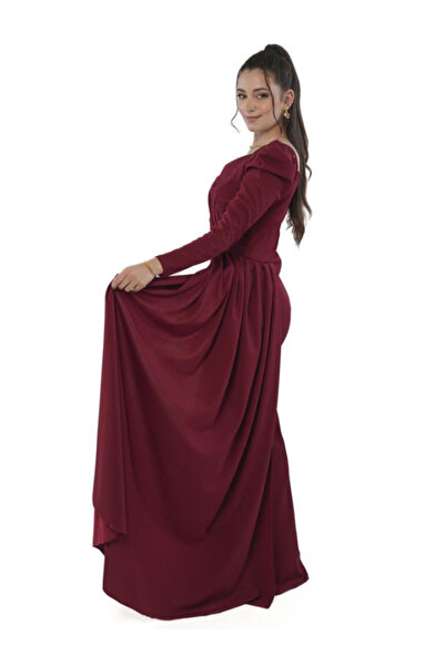 Nice Model Luxurious Crepe Wrap Dress Long Sleeve Side Slit Evening Formal Elegant Women Party Outfit