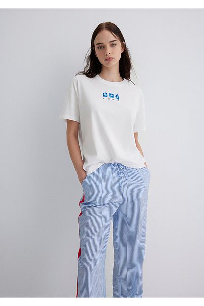 Mavi Evil Eye Bead Printed White T-Shirt Regular Fit 1613449-70057