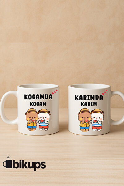 bikups Karımda Karım Kocamda Baskılı Kupa Bardak 2li