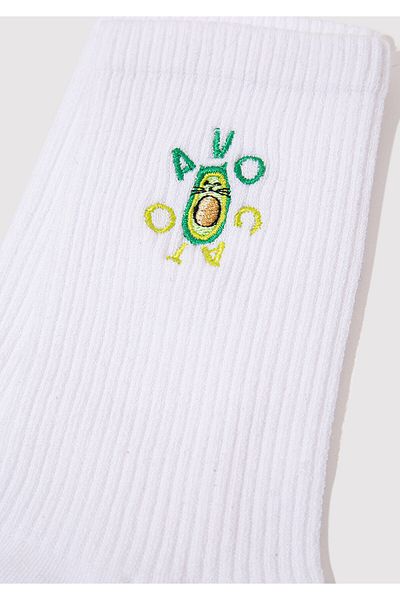 Mavi Avocado Embroidered White Socks. 1913253-620