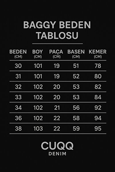 Cuqq Denim Erkek Mavi Baggy Jeans Kot Pantolon – Oversize Rahat Kesim, Geniş Paça Denim, Günlük Şıklık