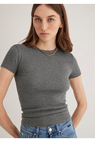 Mavi Gri Basic Tişört Fitted / Vücuda Oturan Kesim 1613081-83096