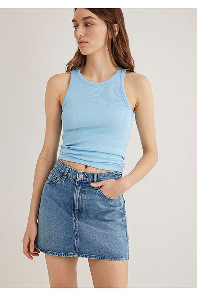 Mavi Halter Collar Blue Basic Tank Top Slim Fit / Slim Fit 1612462-80637
