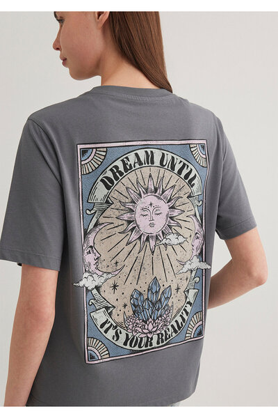 Mavi Μπλουζάκι με κανονική εφαρμογή με ανθρακί στάμπα - 1612596 -85309