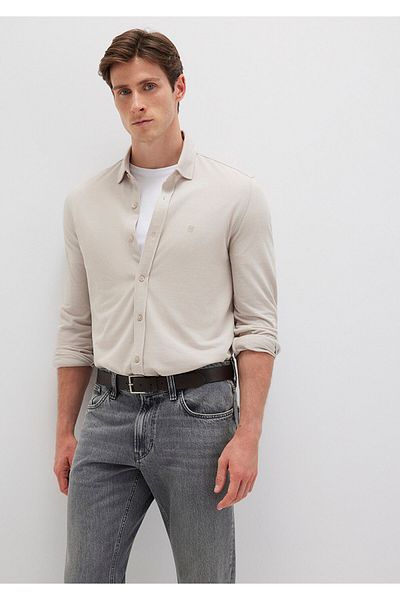 Mavi Cămașă tricotată bej cu croială mulată 0210294 -70145