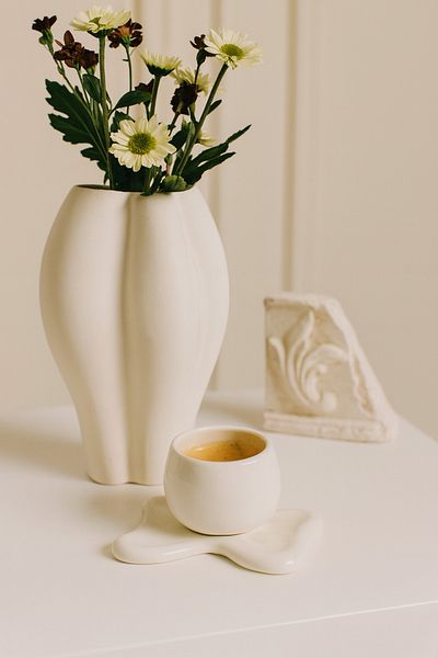 Anadolu Saray Handmade Ceramic Cream Bow Plate Design Mug Mug Cup |   Mug Cup Coffee Cup