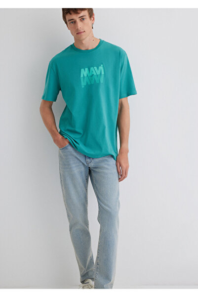 Mavi Logo Baskılı Yeşil Tişört Loose Fit / Bol Rahat Kesim 0611311-71824
