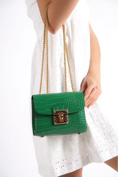 Mubiano 1130-Y Kutu Form Zincir Askılı Krokodil Desen Askılı Omuz, El ve Kol ...