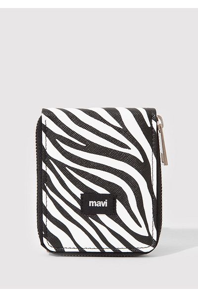 Mavi Zebra Printed Zippered Black Wallet 1911841-900