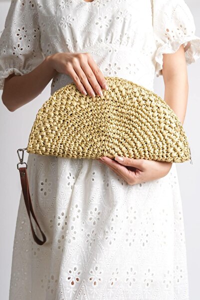 Mubiano Letní rafiová oválná béžová taška a kabelka -MSFT2525-BJ