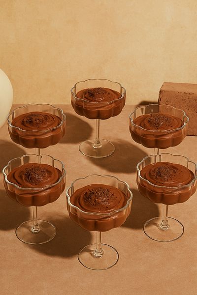 Anadolu Saray 6-Piece Transparent Flower-Shaped Coffee Presentation and Cocktail Cup 6 Magnolia Cups and Dessert Bowls
