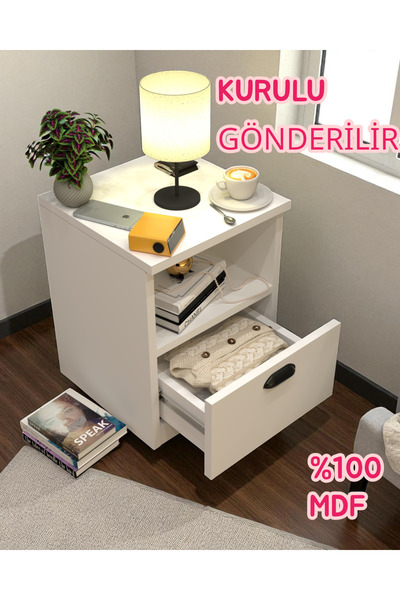 KONAK EV EŞYALARI Nori1 Gizli Bölmeli Komodin,MDF,Kurulu Gönderilir,Montaj Ge...